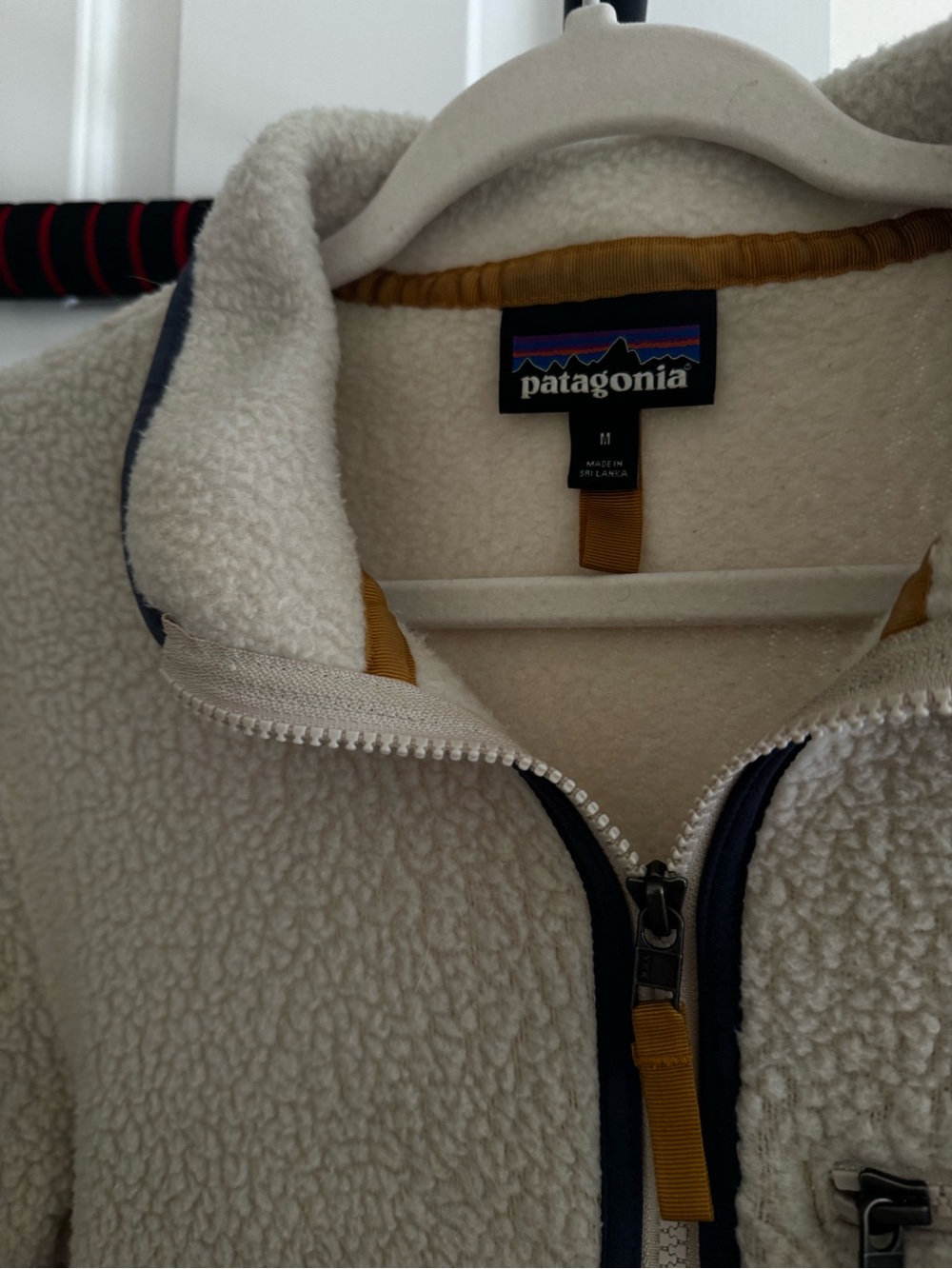 Patagonia Cream Sherpa Pullover with Navy Trim - Picture 3 of 3